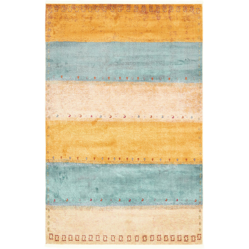Wrought Studio Purington Blue/Yellow/Beige Area Rug & Reviews Wayfair